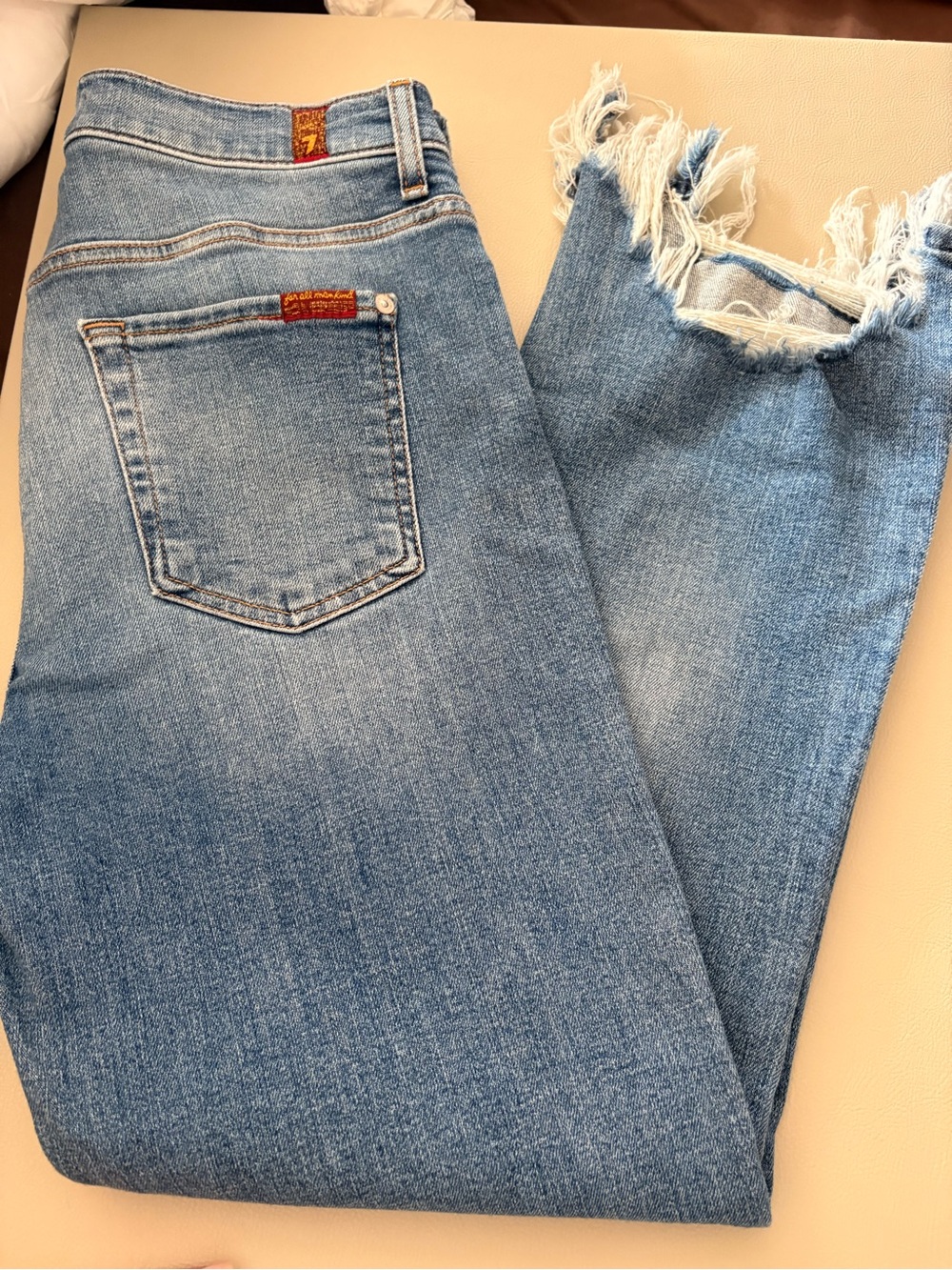 7 For All Mankind Distressed Raw Hem Jeans Size 29